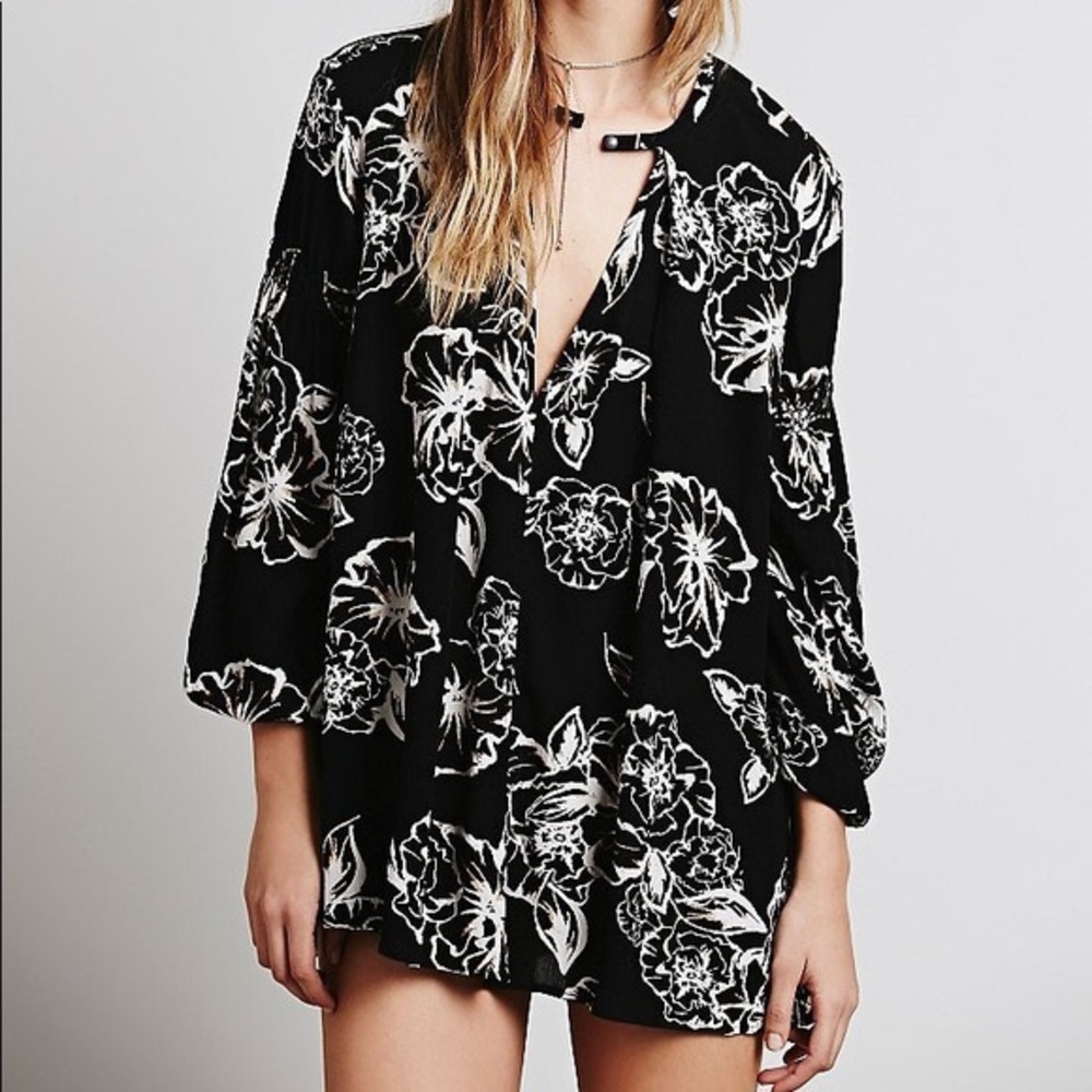 Free People Black Floral Swing Dress